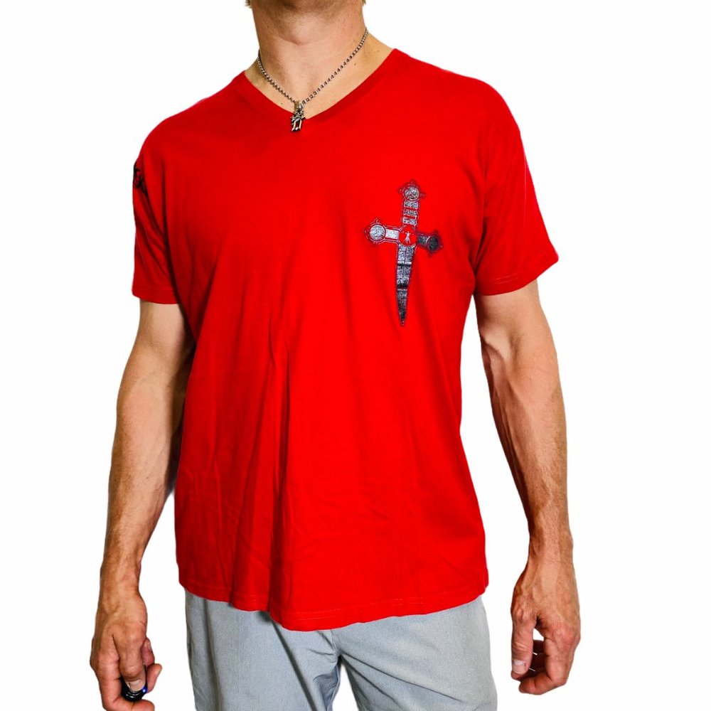Kinetix Men's Red w/Black Cross Tshirt, XL